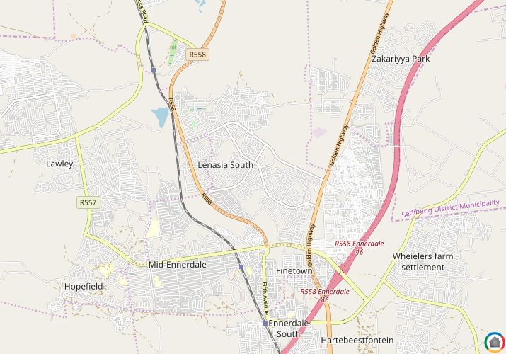 Map location of Lenasia South